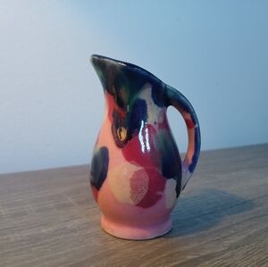 Vintage Art Pottery Miniature Pitcher Pink Multicolour Glaze
